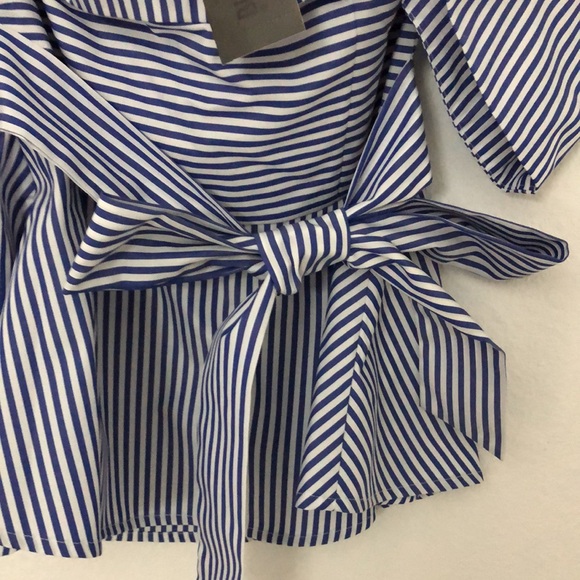 Buffalo David off the shoulder White Blue stripes - Picture 5 of 6